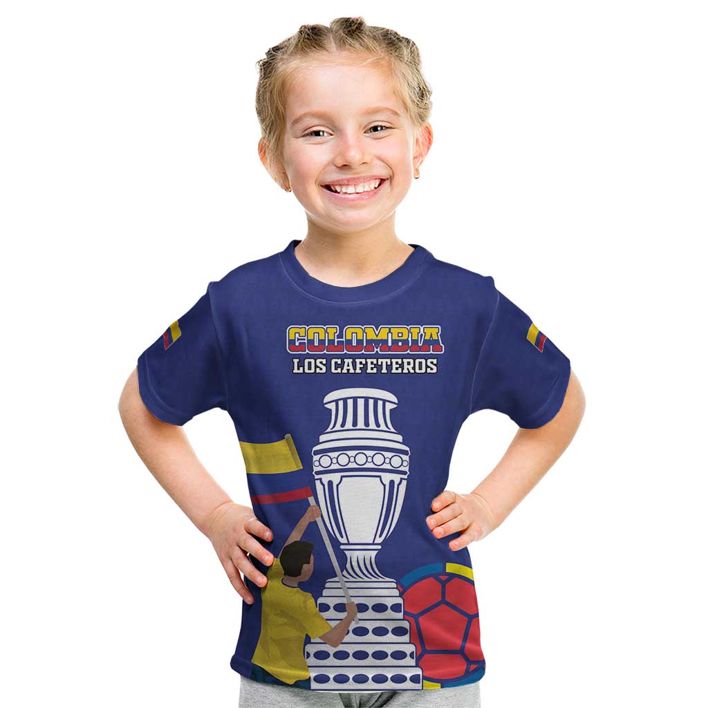 Custom Colombia Football Kid T Shirt 2024 Copa America - Wonder Print Shop