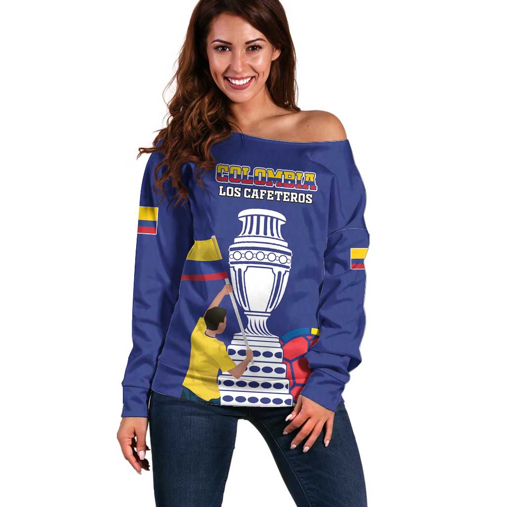 Custom Colombia Football Off Shoulder Sweater 2024 Copa America - Wonder Print Shop