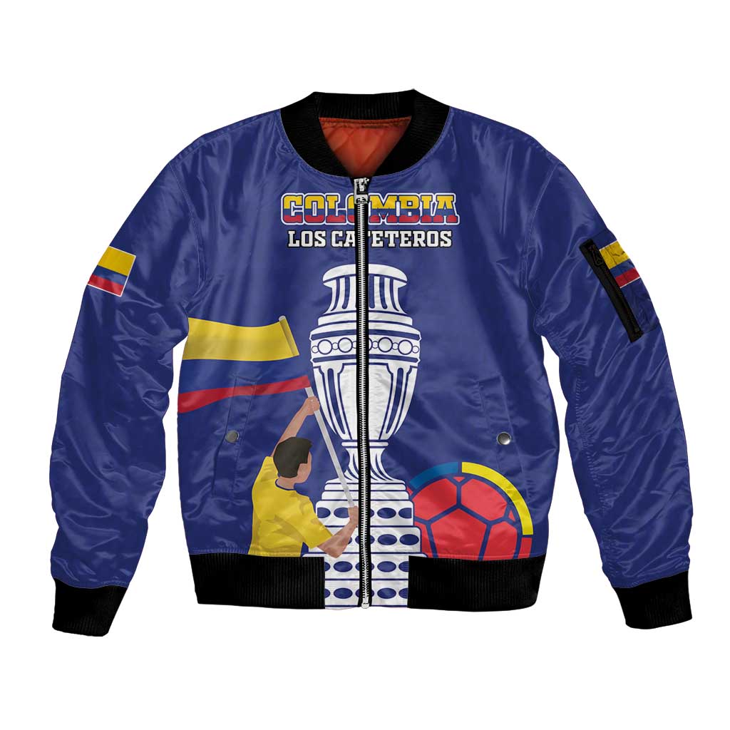 Custom Colombia Football Sleeve Zip Bomber Jacket 2024 Copa America - Wonder Print Shop