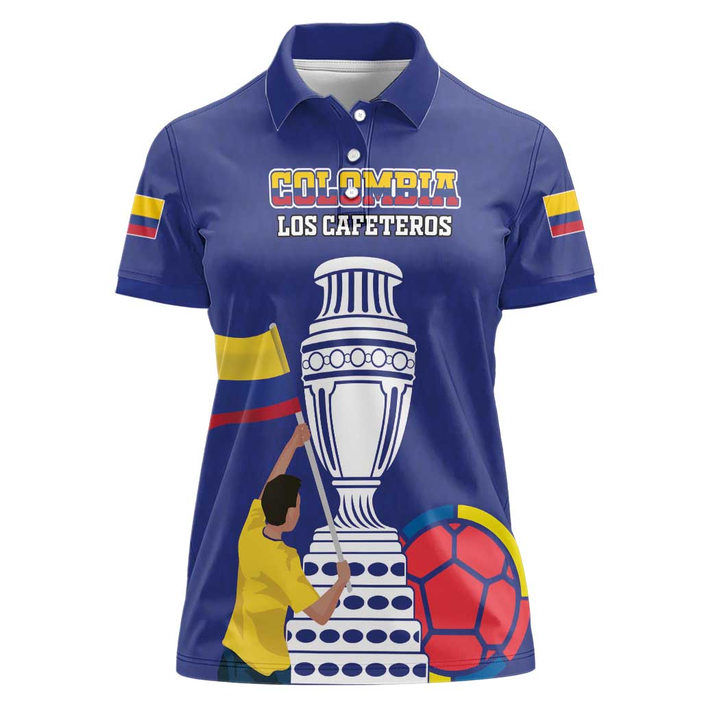 Custom Colombia Football Women Polo Shirt 2024 Copa America - Wonder Print Shop