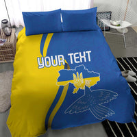 Blue and yellow duvet cover bedding set with pillowcases featuring dove and crest graphic