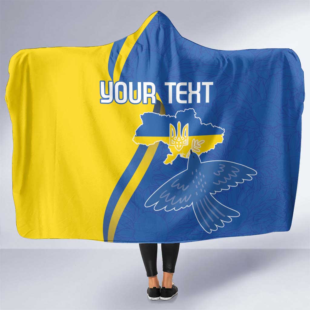 Personalized Ukraine Independence Day Hooded Blanket Peace Dove Sunflower