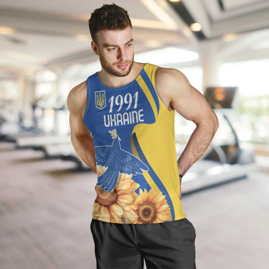 Personalized Ukraine Independence Day Men Tank Top Peace Dove Sunflower - Wonder Print Shop