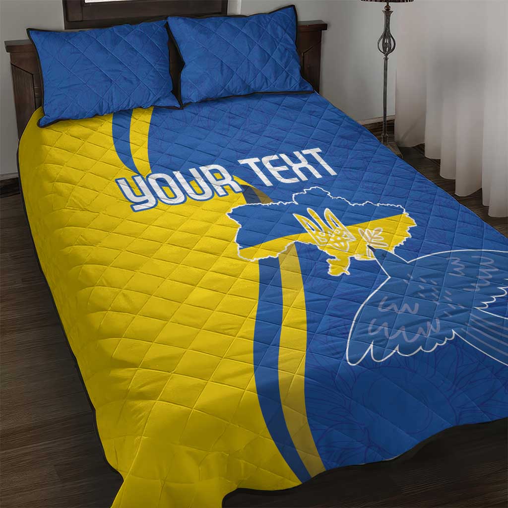 Personalized Ukraine Independence Day Quilt Bed Set Peace Dove Sunflower - Wonder Print Shop