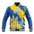 Custom Ukraine Independence Day Baseball Jacket Dove Of Peace With Grunge Pattern - Wonder Print Shop