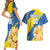 Custom Ukraine Independence Day Couples Matching Short Sleeve Bodycon Dress and Hawaiian Shirt Dove Of Peace With Grunge Pattern - Wonder Print Shop