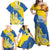 Custom Ukraine Independence Day Family Matching Off Shoulder Maxi Dress and Hawaiian Shirt Dove Of Peace With Grunge Pattern - Wonder Print Shop