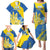 Custom Ukraine Independence Day Family Matching Puletasi and Hawaiian Shirt Dove Of Peace With Grunge Pattern - Wonder Print Shop