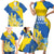 Custom Ukraine Independence Day Family Matching Short Sleeve Bodycon Dress and Hawaiian Shirt Dove Of Peace With Grunge Pattern - Wonder Print Shop