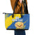 Custom Ukraine Independence Day Leather Tote Bag Dove Of Peace With Grunge Pattern