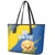 Custom Ukraine Independence Day Leather Tote Bag Dove Of Peace With Grunge Pattern