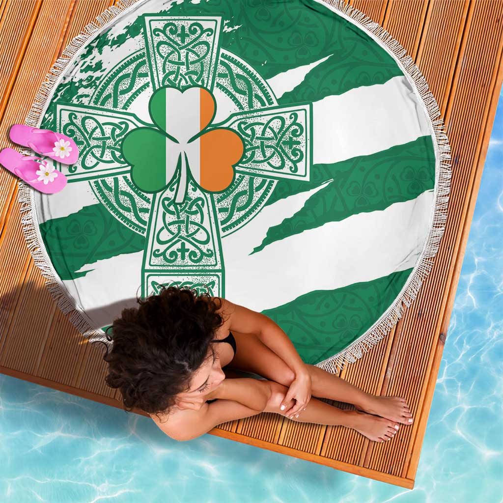 Ireland Celtic Cross Beach Blanket Irish Flag Shamrock - Wonder Print Shop