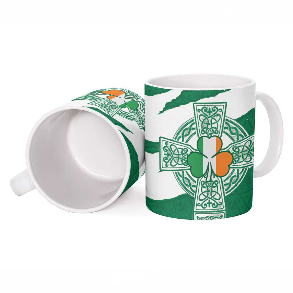 Ireland Celtic Cross Ceramic Mug Irish Flag Shamrock - Wonder Print Shop