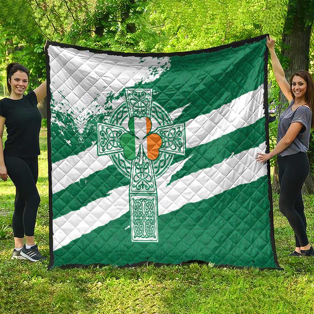 Ireland Celtic Cross Quilt Irish Flag Shamrock - Wonder Print Shop