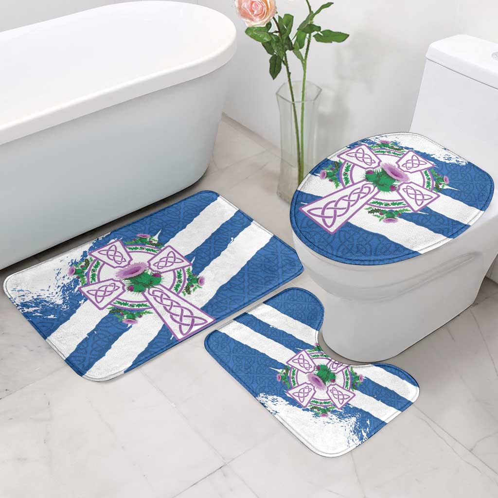 Scotland Celtic Cross Bathroom Set Thistle Flowers - Wonder Print Shop