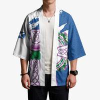 Scotland Celtic Cross Kimono Thistle Flowers - Wonder Print Shop