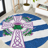 Scotland Celtic Cross Round Carpet Thistle Flowers - Wonder Print Shop