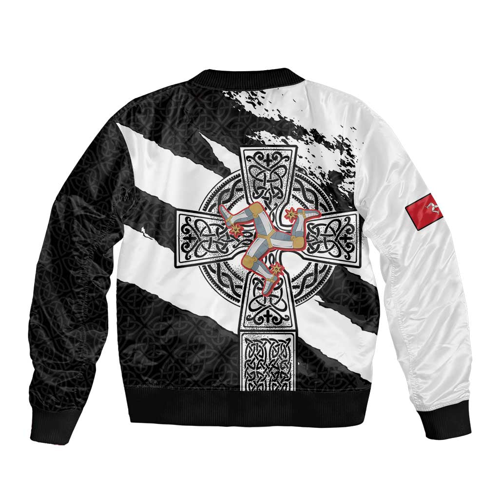 Isle of Man Celtic Cross Bomber Jacket Triskelion Emblem - Wonder Print Shop