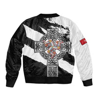 Isle of Man Celtic Cross Bomber Jacket Triskelion Emblem - Wonder Print Shop