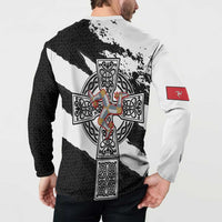 Isle of Man Celtic Cross Button Sweatshirt Triskelion Emblem - Wonder Print Shop