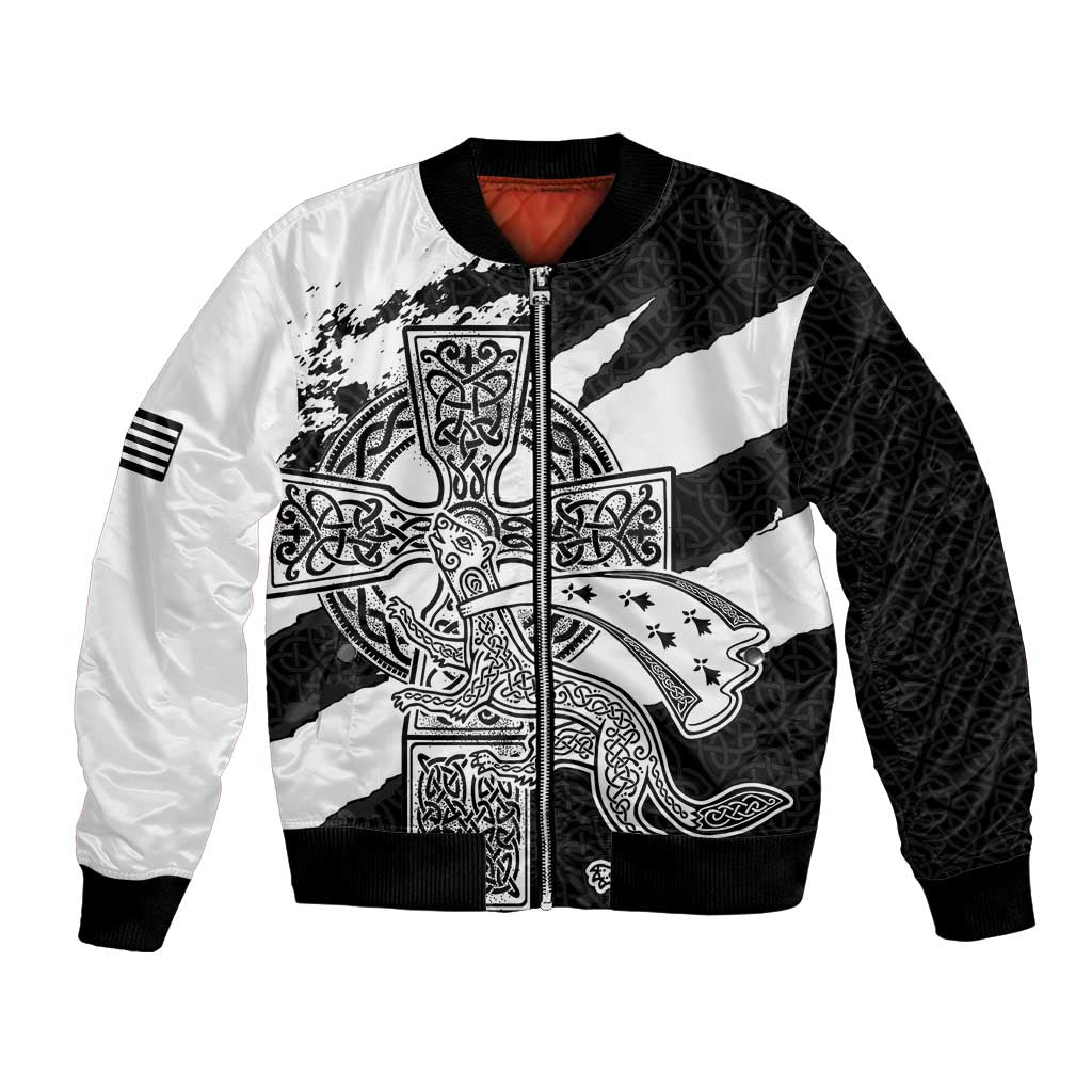 Brittany Celtic Cross Bomber Jacket Celtic Pattern - Wonder Print Shop