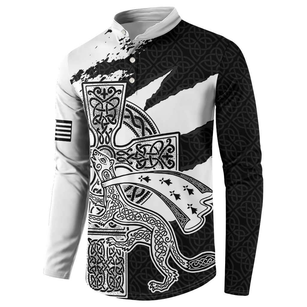 Brittany Celtic Cross Button Sweatshirt Celtic Pattern - Wonder Print Shop