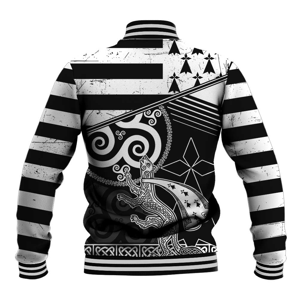 Brittany Ermine Celtic Baseball Jacket Black Celtic Triskels - Wonder Print Shop