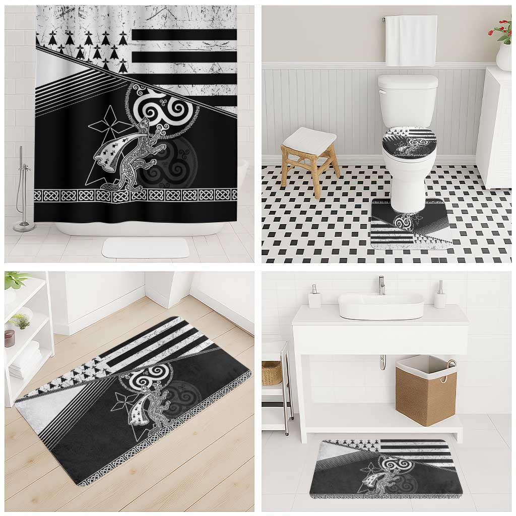 Brittany Ermine Celtic Bathroom Set Black Celtic Triskels - Wonder Print Shop