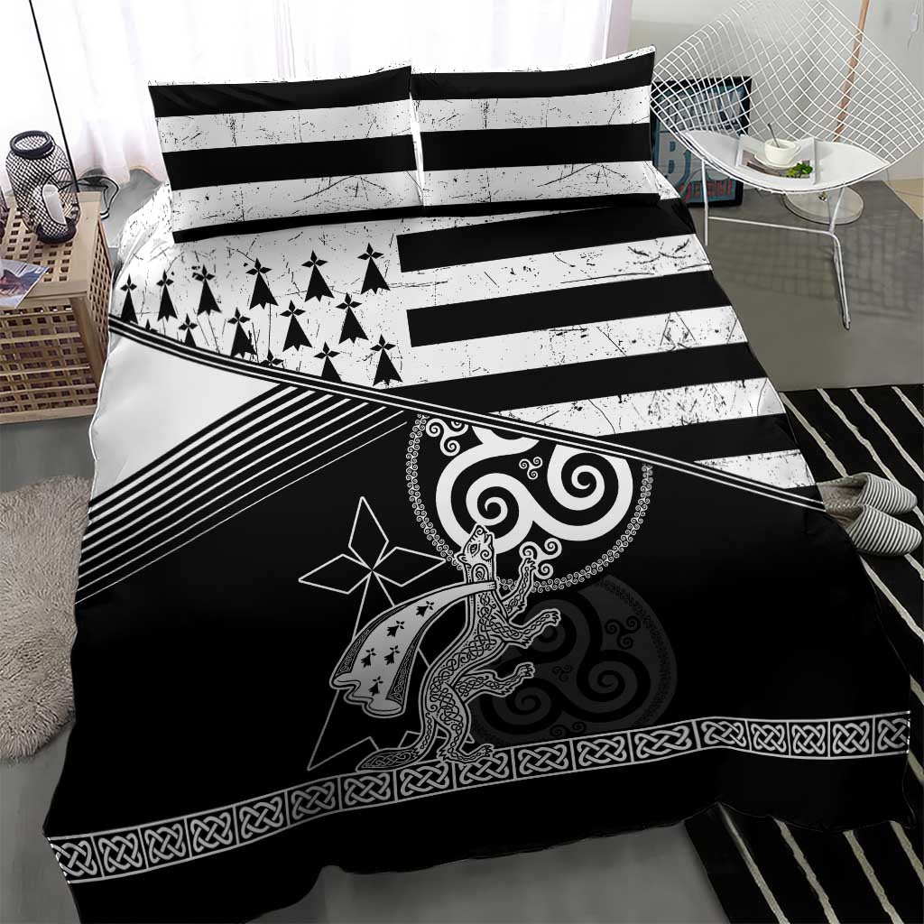 Brittany Ermine Celtic Bedding Set Black Celtic Triskels - Wonder Print Shop