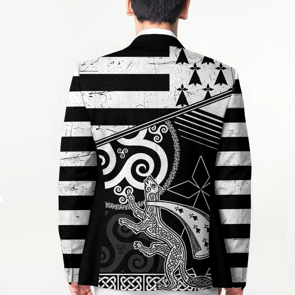 Brittany Ermine Celtic Blazer Black Celtic Triskels - Wonder Print Shop