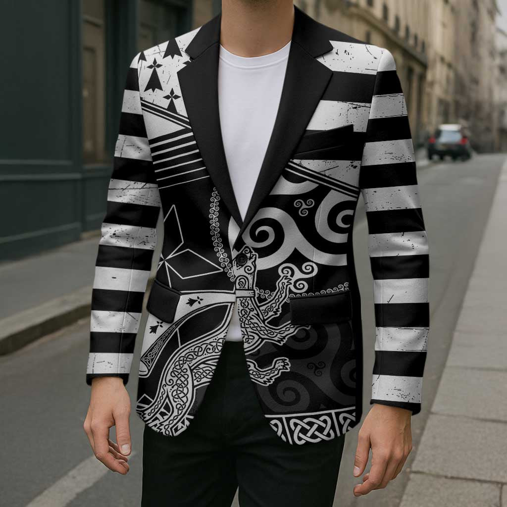Brittany Ermine Celtic Blazer Black Celtic Triskels - Wonder Print Shop