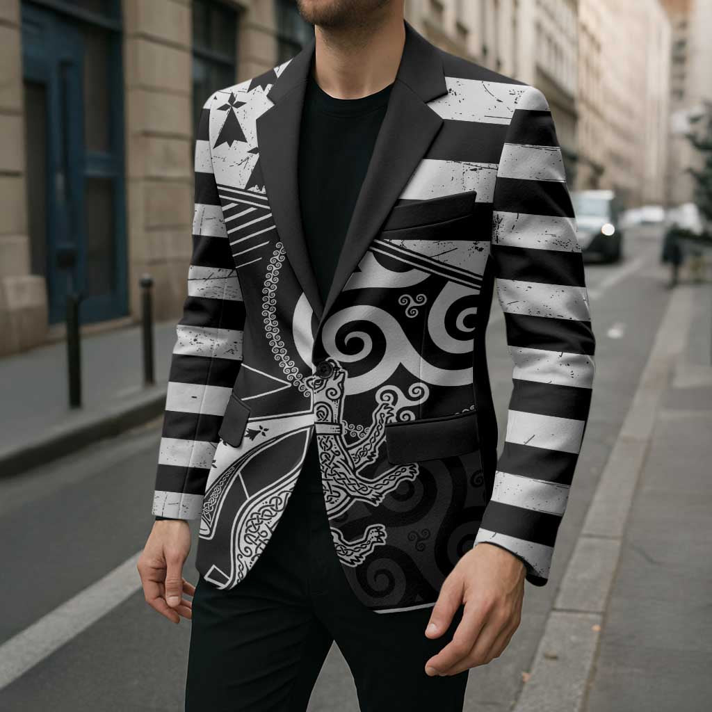Brittany Ermine Celtic Blazer Black Celtic Triskels - Wonder Print Shop