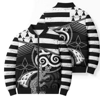 Brittany Ermine Celtic Bomber Puffer Jacket Black Celtic Triskels - Wonder Print Shop