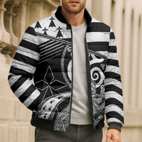 Brittany Ermine Celtic Bomber Puffer Jacket Black Celtic Triskels - Wonder Print Shop