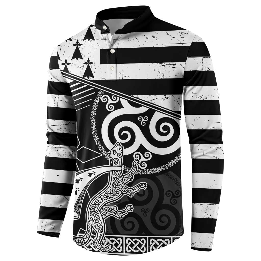 Brittany Ermine Celtic Button Sweatshirt Black Celtic Triskels - Wonder Print Shop