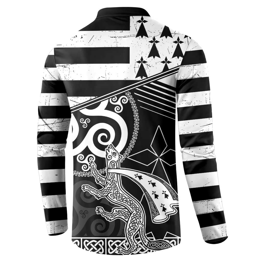 Brittany Ermine Celtic Button Sweatshirt Black Celtic Triskels - Wonder Print Shop