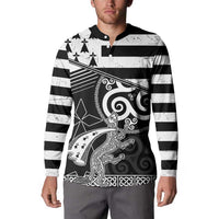 Brittany Ermine Celtic Button Sweatshirt Black Celtic Triskels - Wonder Print Shop