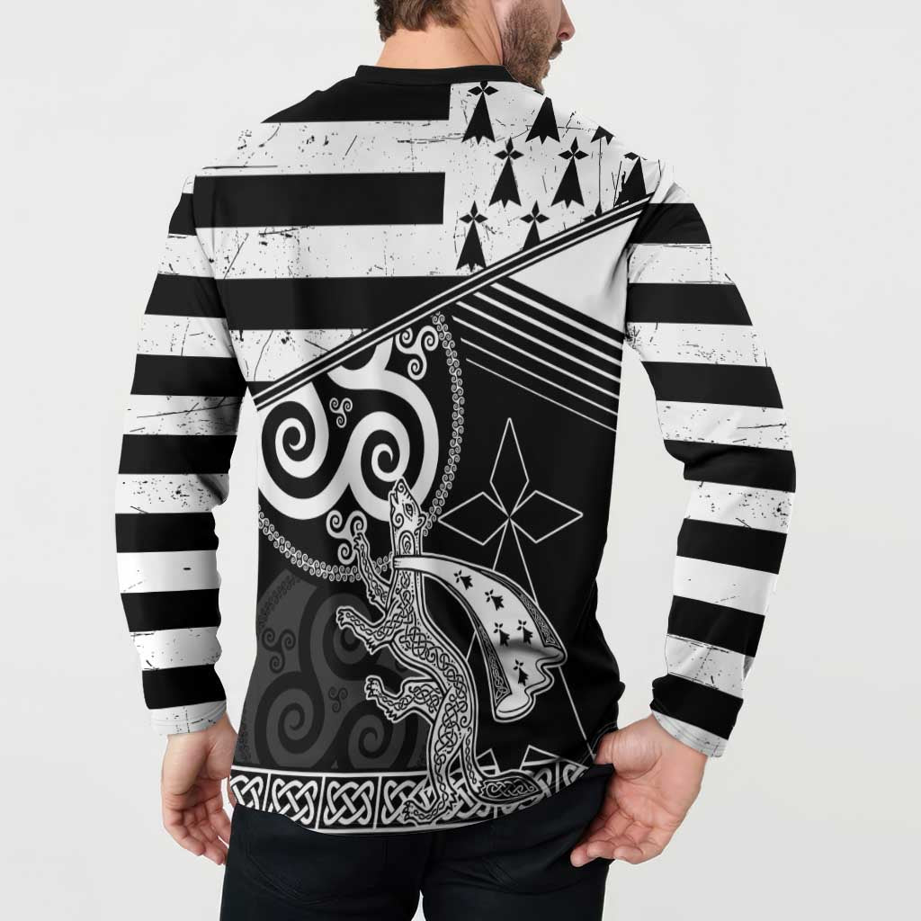 Brittany Ermine Celtic Button Sweatshirt Black Celtic Triskels - Wonder Print Shop