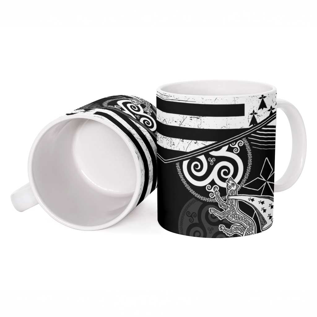 Brittany Ermine Celtic Ceramic Mug Black Celtic Triskels - Wonder Print Shop