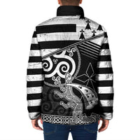 Brittany Ermine Celtic Padded Jacket Black Celtic Triskels - Wonder Print Shop