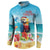 Saint Lucia Christmas Button Sweatshirt Tropical Parrot With Rum Punch Cocktail - Wonder Print Shop