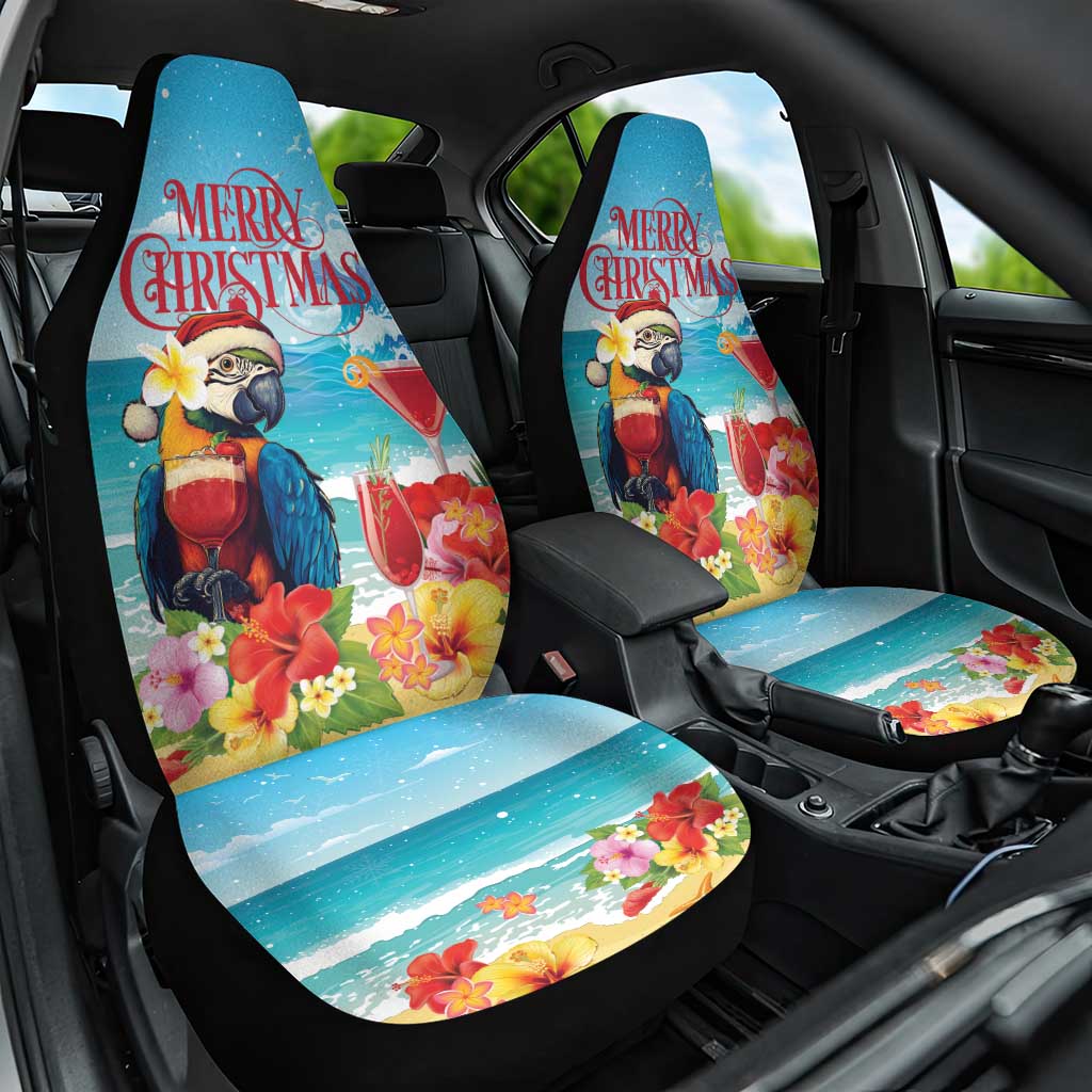 Saint Lucia Christmas Car Seat Cover Tropical Parrot With Rum Punch Cocktail - Wonder Print Shop