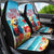 Saint Lucia Christmas Car Seat Cover Tropical Parrot With Rum Punch Cocktail - Wonder Print Shop