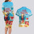 Saint Lucia Christmas Couples Matching Long Sleeve Bodycon Dress and Hawaiian Shirt Tropical Parrot With Rum Punch Cocktail - Wonder Print Shop