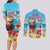 Saint Lucia Christmas Couples Matching Long Sleeve Bodycon Dress and Long Sleeve Button Shirt Tropical Parrot With Rum Punch Cocktail - Wonder Print Shop