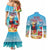 Saint Lucia Christmas Couples Matching Mermaid Dress and Long Sleeve Button Shirt Tropical Parrot With Rum Punch Cocktail