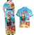 Saint Lucia Christmas Couples Matching Off Shoulder Maxi Dress and Hawaiian Shirt Tropical Parrot With Rum Punch Cocktail - Wonder Print Shop