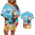 Saint Lucia Christmas Couples Matching Off Shoulder Short Dress and Hawaiian Shirt Tropical Parrot With Rum Punch Cocktail - Wonder Print Shop