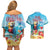 Saint Lucia Christmas Couples Matching Off Shoulder Short Dress and Hawaiian Shirt Tropical Parrot With Rum Punch Cocktail - Wonder Print Shop