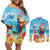 Saint Lucia Christmas Couples Matching Off Shoulder Short Dress and Long Sleeve Button Shirt Tropical Parrot With Rum Punch Cocktail - Wonder Print Shop